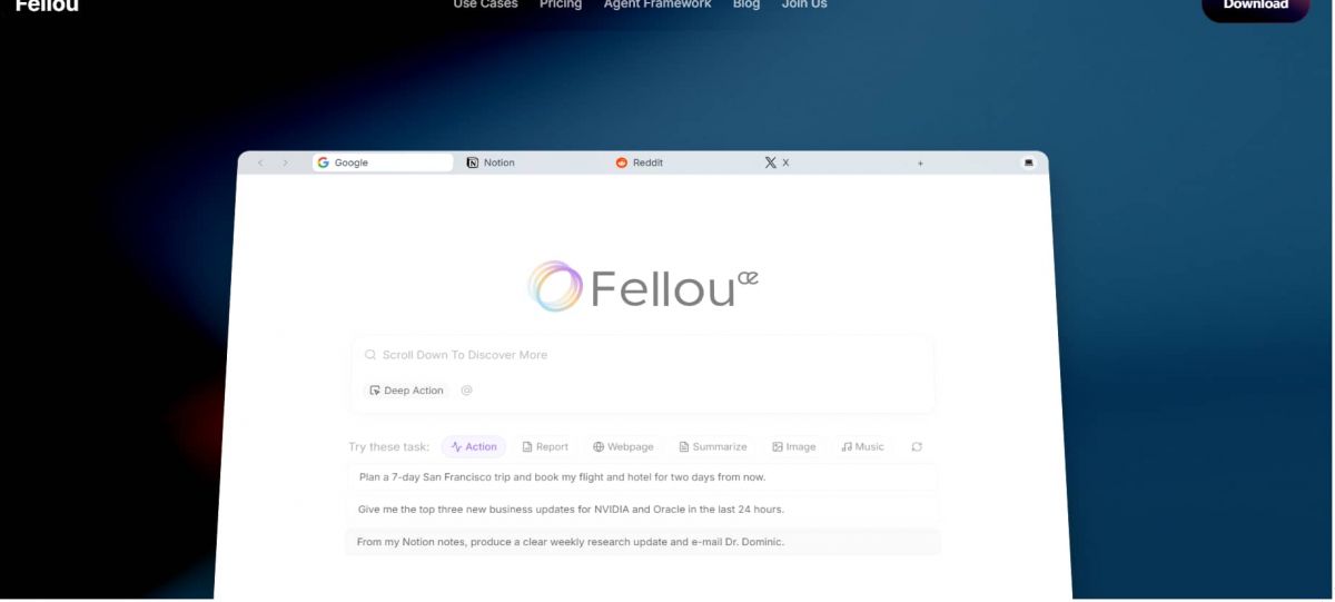 Fellou,全球首款Agentic AI浏览器：多智能体协作执行复杂任务